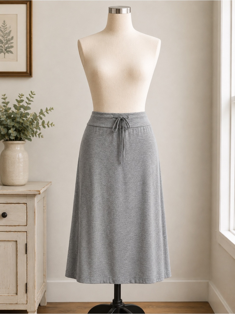 J. Jill Pure Jill Gray Drawstring Pull-On Skirt